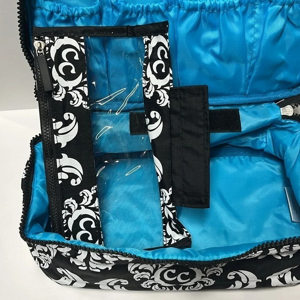 🆕 Travel Pouch for Makeup, Tech, Chargers and Much More Teal Black White
